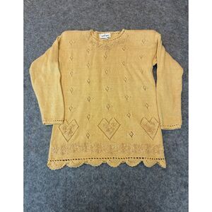 Vintage Cottagecore Grandma Knit Sweater Small Embroidered Feminine Boho